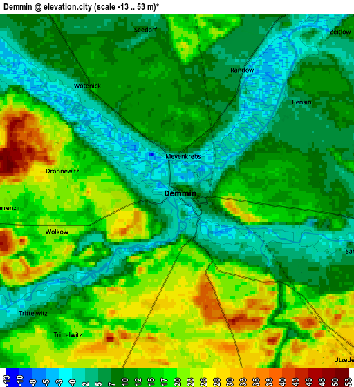 Zoom OUT 2x Demmin, Germany elevation map