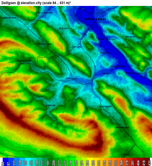 Zoom OUT 2x Delligsen, Germany elevation map