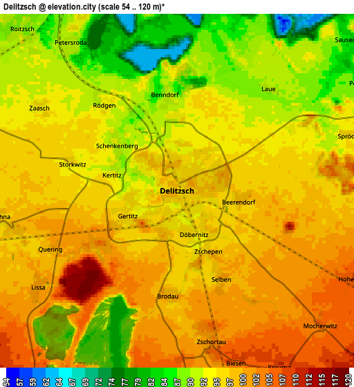 Zoom OUT 2x Delitzsch, Germany elevation map