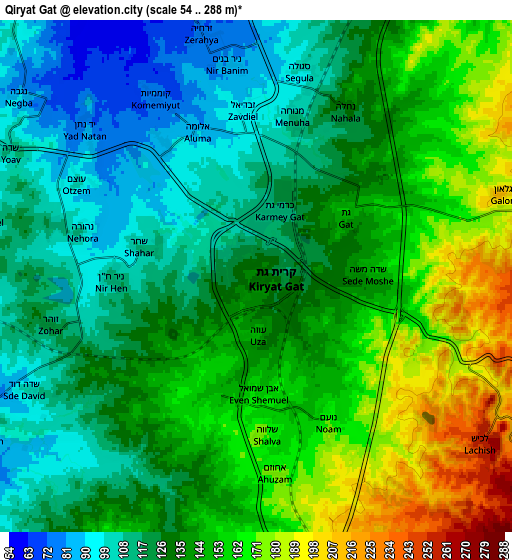 Zoom OUT 2x Qiryat Gat, Israel elevation map