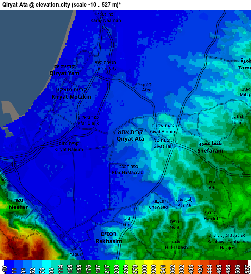 Zoom OUT 2x Qiryat Ata, Israel elevation map