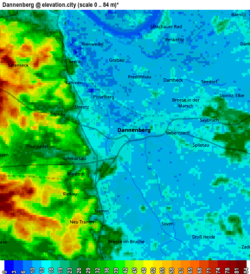 Zoom OUT 2x Dannenberg, Germany elevation map