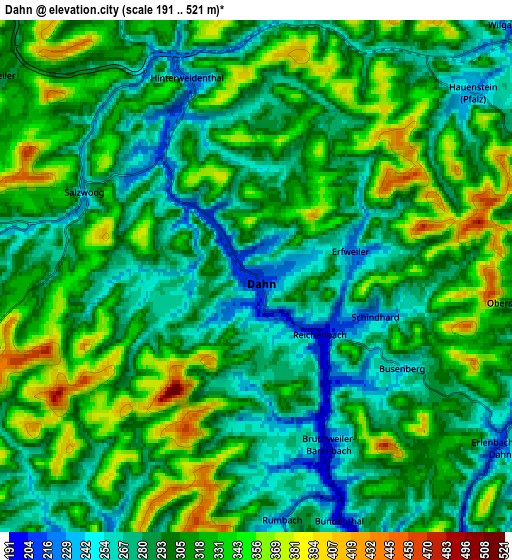 Zoom OUT 2x Dahn, Germany elevation map