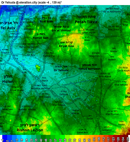 Zoom OUT 2x Or Yehuda, Israel elevation map