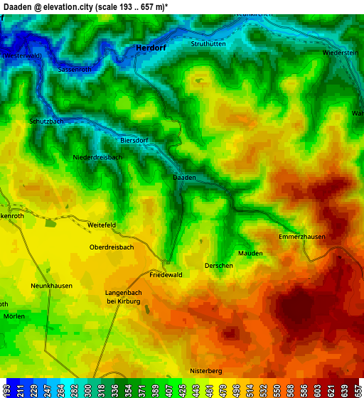 Zoom OUT 2x Daaden, Germany elevation map