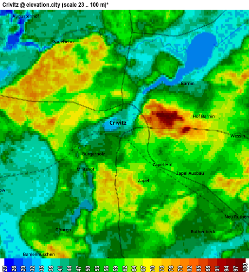 Zoom OUT 2x Crivitz, Germany elevation map