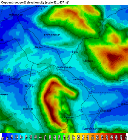 Zoom OUT 2x Coppenbrügge, Germany elevation map