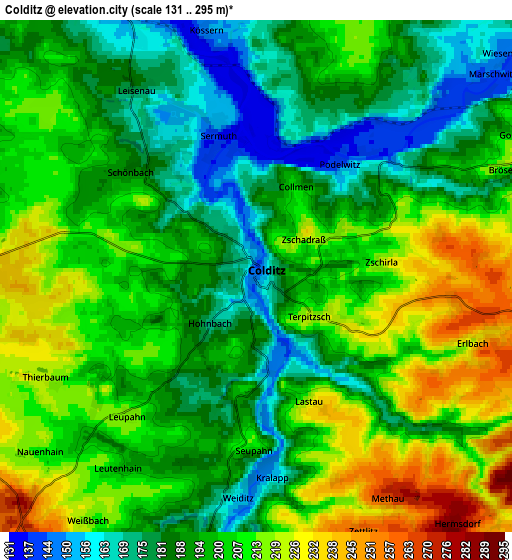 Zoom OUT 2x Colditz, Germany elevation map