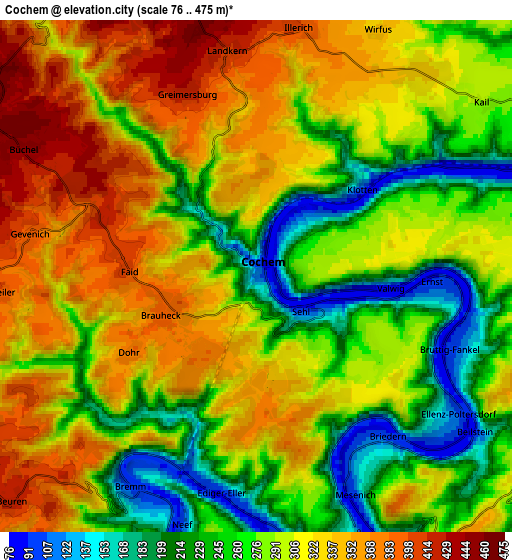 Zoom OUT 2x Cochem, Germany elevation map