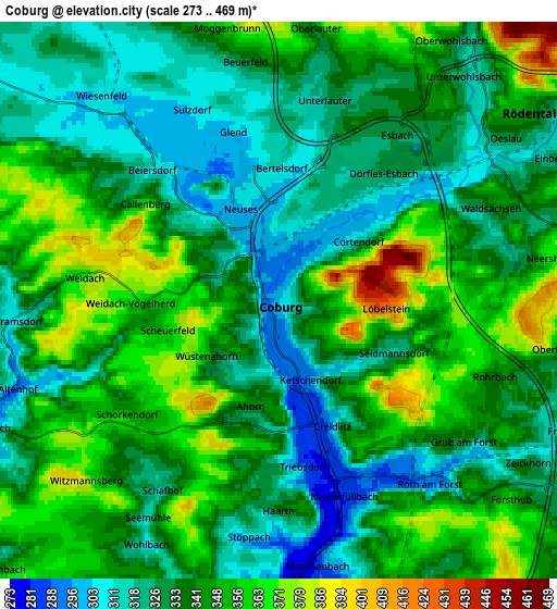 Zoom OUT 2x Coburg, Germany elevation map