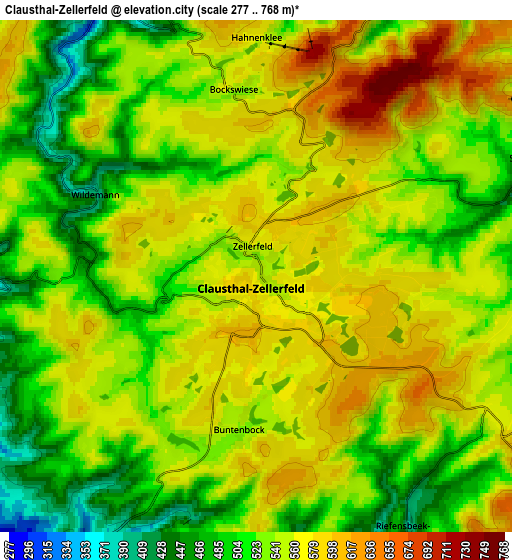 Zoom OUT 2x Clausthal-Zellerfeld, Germany elevation map