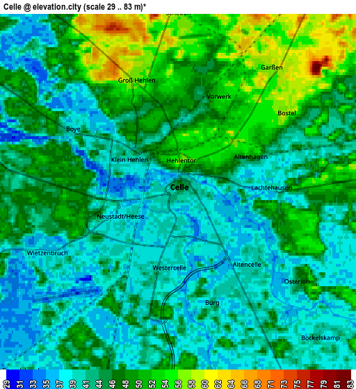Zoom OUT 2x Celle, Germany elevation map