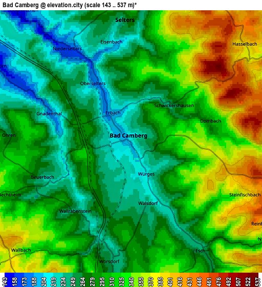 Zoom OUT 2x Bad Camberg, Germany elevation map