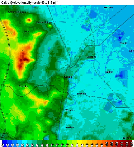 Zoom OUT 2x Calbe, Germany elevation map