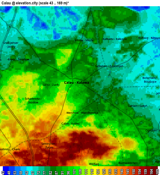 Zoom OUT 2x Calau, Germany elevation map