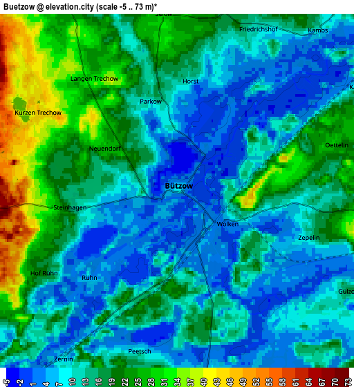 Zoom OUT 2x Bützow, Germany elevation map