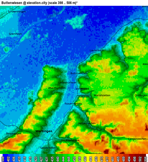 Zoom OUT 2x Buttenwiesen, Germany elevation map