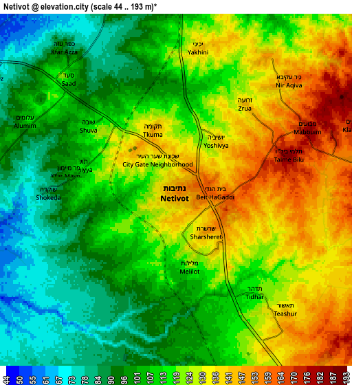 Zoom OUT 2x Netivot, Israel elevation map