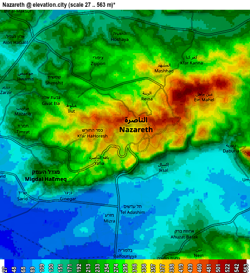 Zoom OUT 2x Nazareth, Israel elevation map