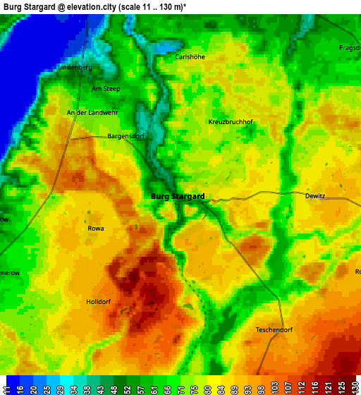 Zoom OUT 2x Burg Stargard, Germany elevation map