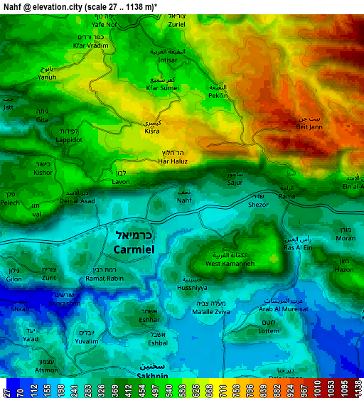 Zoom OUT 2x Naḥf, Israel elevation map