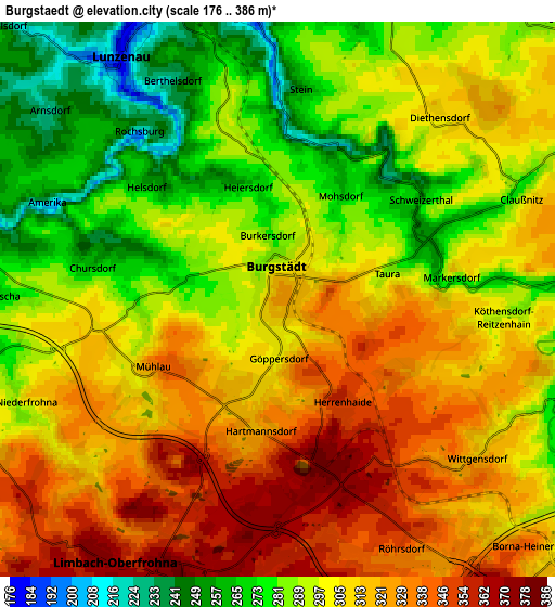 Zoom OUT 2x Burgstädt, Germany elevation map