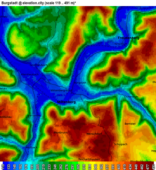 Zoom OUT 2x Bürgstadt, Germany elevation map