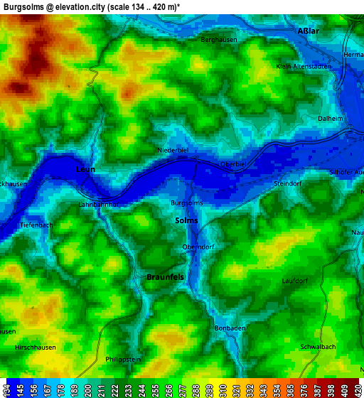 Zoom OUT 2x Burgsolms, Germany elevation map