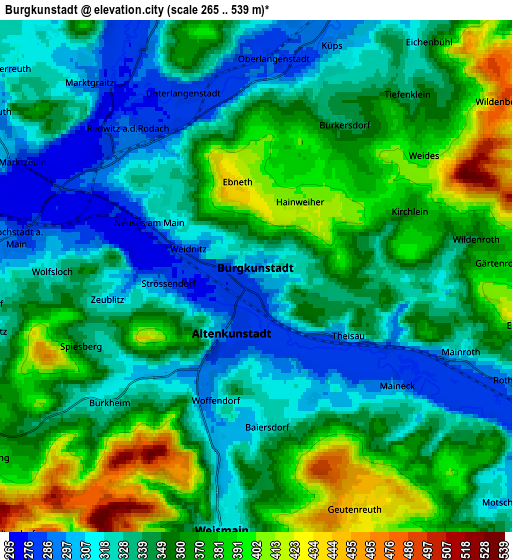 Zoom OUT 2x Burgkunstadt, Germany elevation map