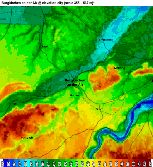 Zoom OUT 2x Burgkirchen an der Alz, Germany elevation map