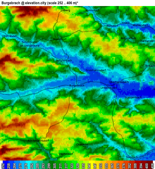 Zoom OUT 2x Burgebrach, Germany elevation map