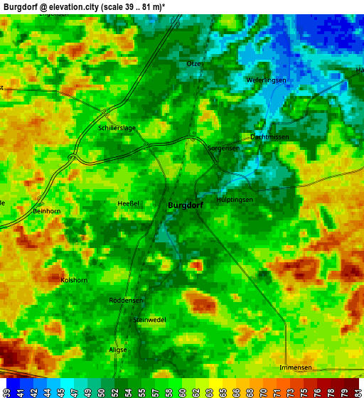 Zoom OUT 2x Burgdorf, Germany elevation map
