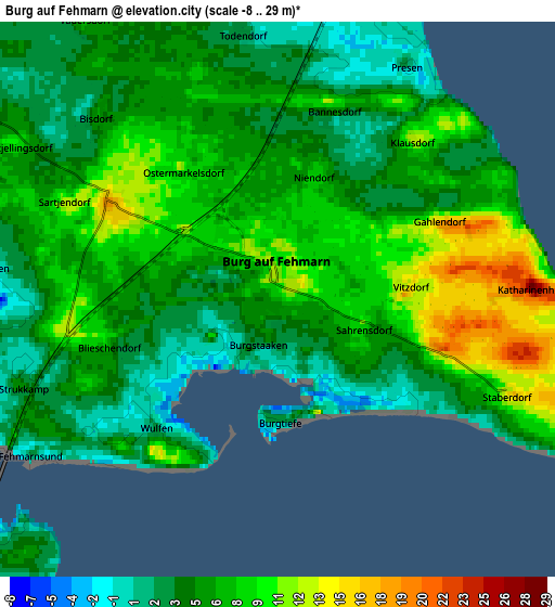 Zoom OUT 2x Burg auf Fehmarn, Germany elevation map