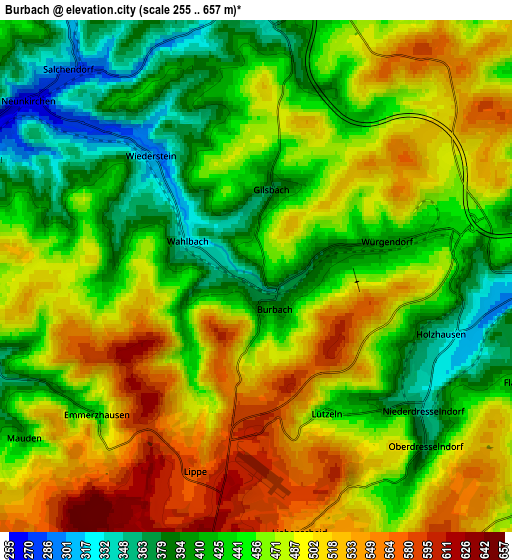 Zoom OUT 2x Burbach, Germany elevation map