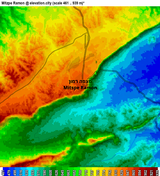 Zoom OUT 2x Mitzpe Ramon, Israel elevation map