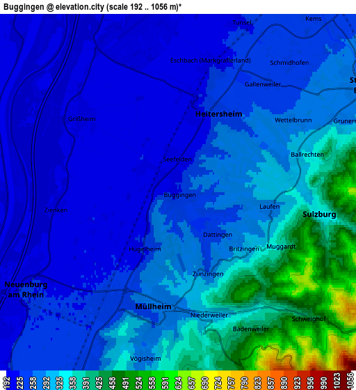 Zoom OUT 2x Buggingen, Germany elevation map