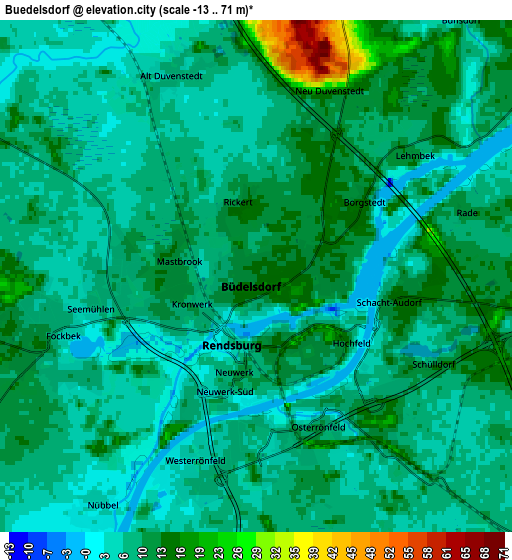 Zoom OUT 2x Büdelsdorf, Germany elevation map