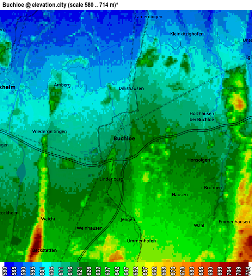 Zoom OUT 2x Buchloe, Germany elevation map