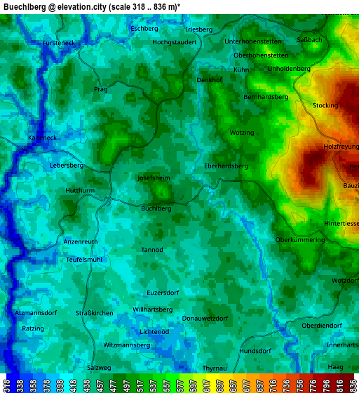 Zoom OUT 2x Büchlberg, Germany elevation map