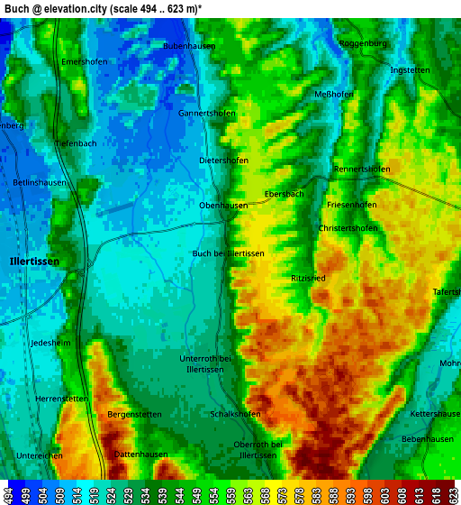 Zoom OUT 2x Buch, Germany elevation map