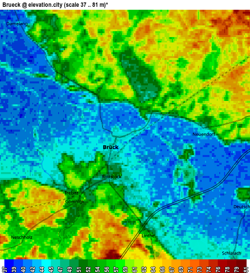 Zoom OUT 2x Brück, Germany elevation map