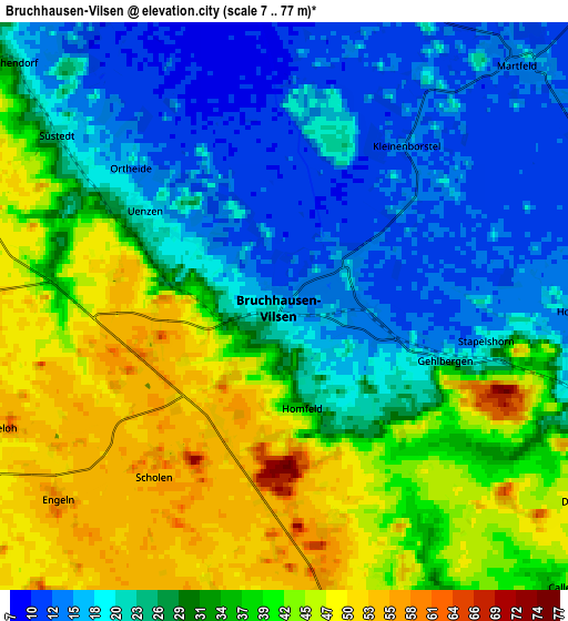 Zoom OUT 2x Bruchhausen-Vilsen, Germany elevation map