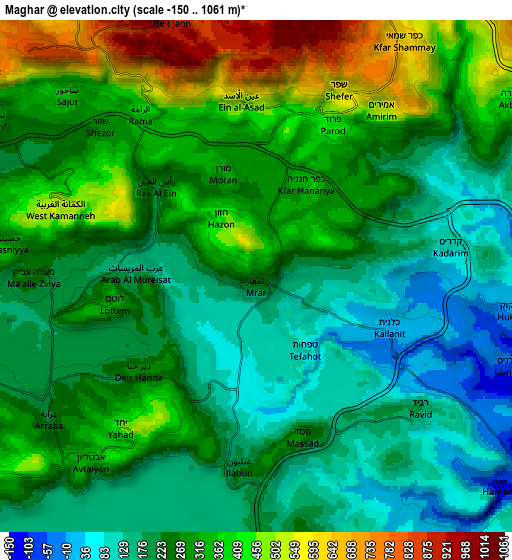 Zoom OUT 2x Maghār, Israel elevation map