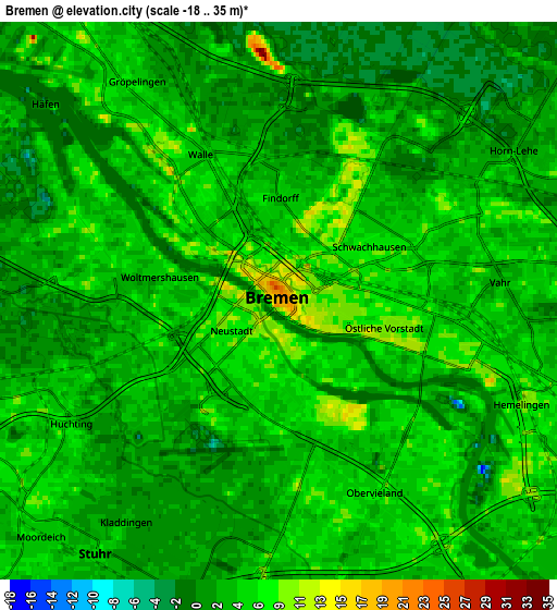 Zoom OUT 2x Bremen, Germany elevation map