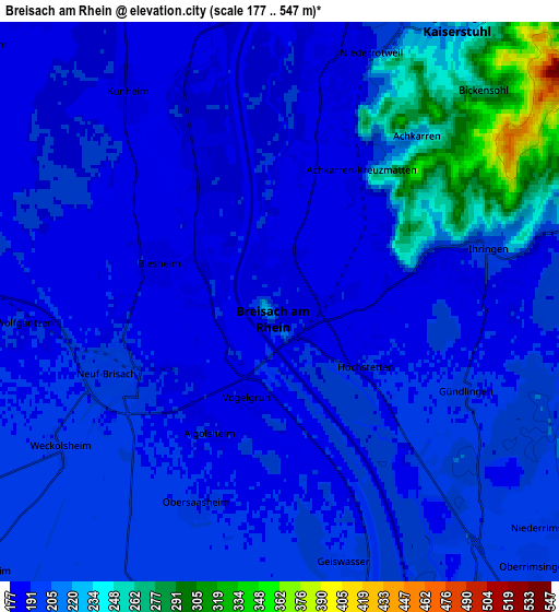 Zoom OUT 2x Breisach am Rhein, Germany elevation map
