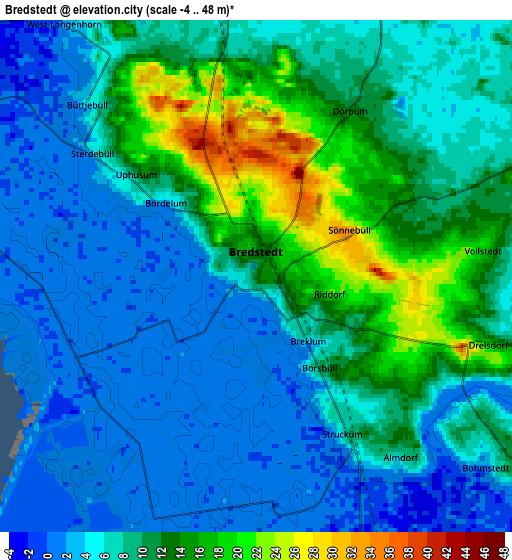 Zoom OUT 2x Bredstedt, Germany elevation map