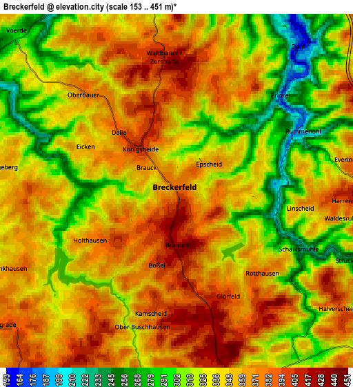 Zoom OUT 2x Breckerfeld, Germany elevation map