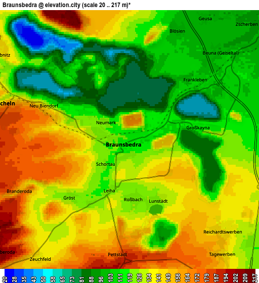 Zoom OUT 2x Braunsbedra, Germany elevation map