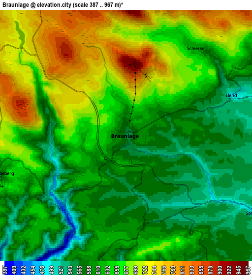 Zoom OUT 2x Braunlage, Germany elevation map