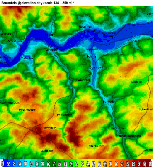 Zoom OUT 2x Braunfels, Germany elevation map